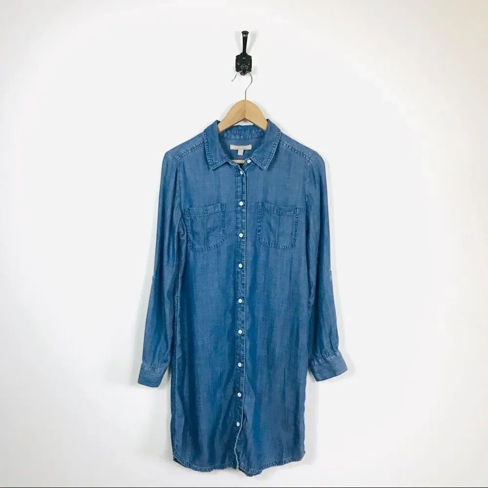 Banana Republic 4 Blue Chambray Button Down Dress